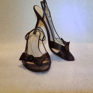 KATE SPADE Brown Satin sling heels. Open toe